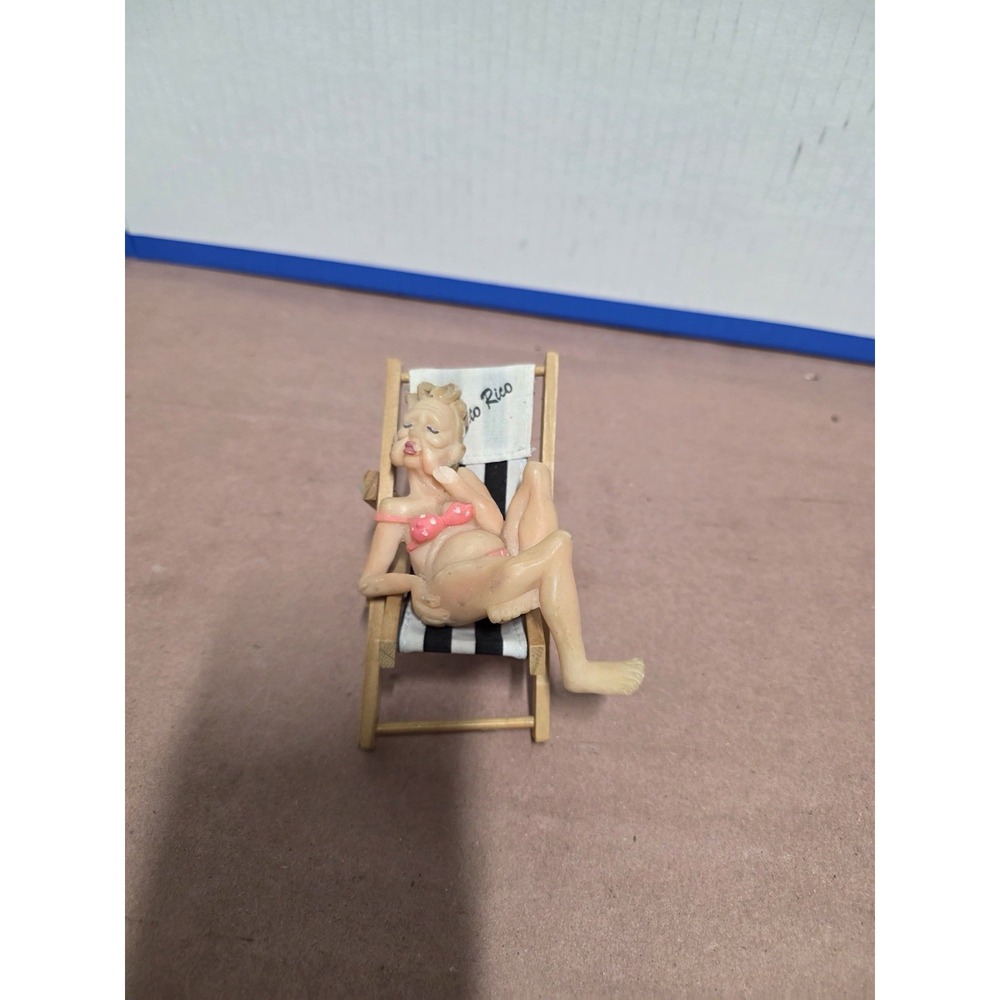 Puerto Rico Souvenir Mini Beach Chair Bikini Lady Figurine Novelty Decor